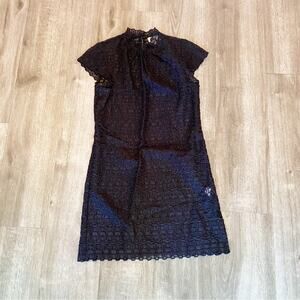 Milly Sheer Embroidered Black Dress